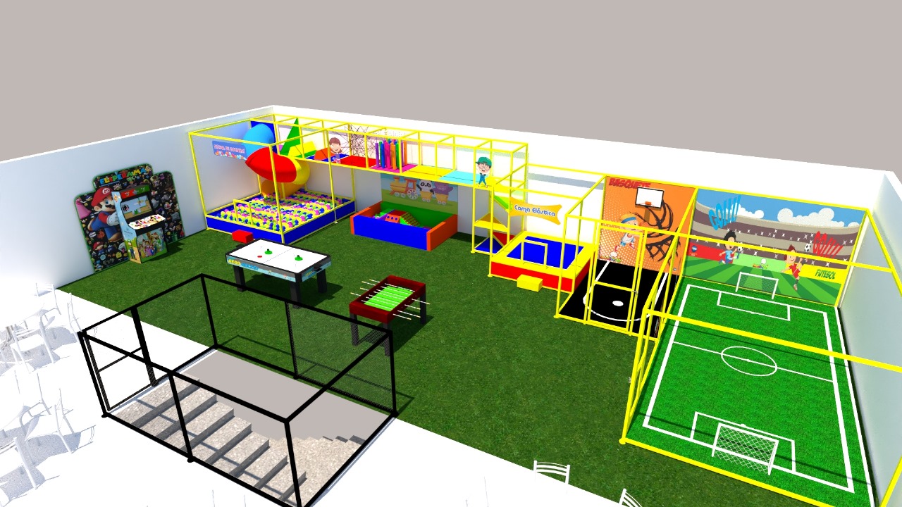 Render 3D — vista aérea diagonal